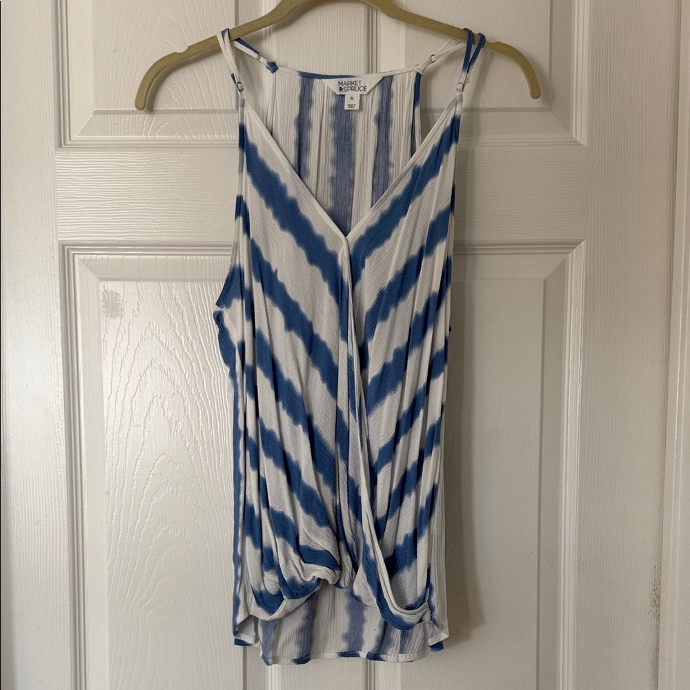 Market & Spruce Navy and White Draped Camisole